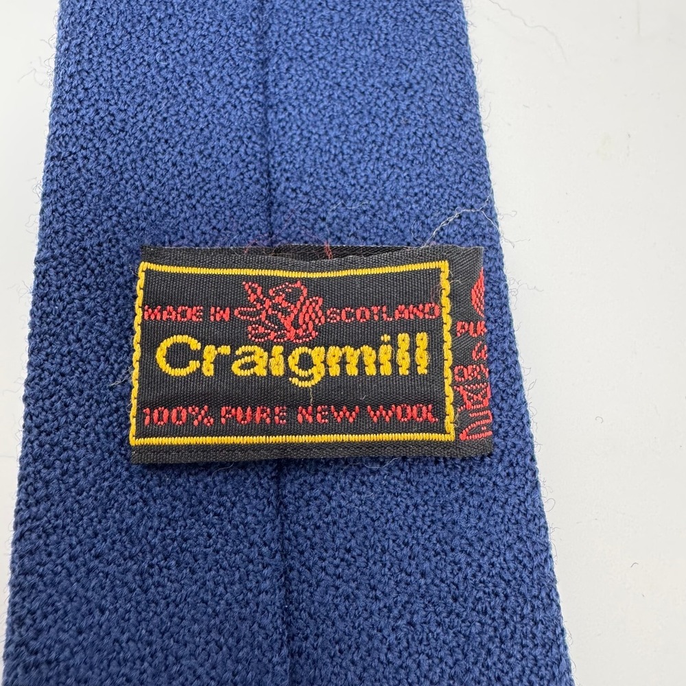 Craigmill Wool Tie Mens One Size Blue Made in Scotland Classic Solid - Picture 4 of 8